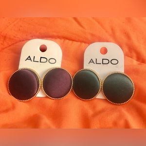 2pair of Aldo button Earrings green & purple